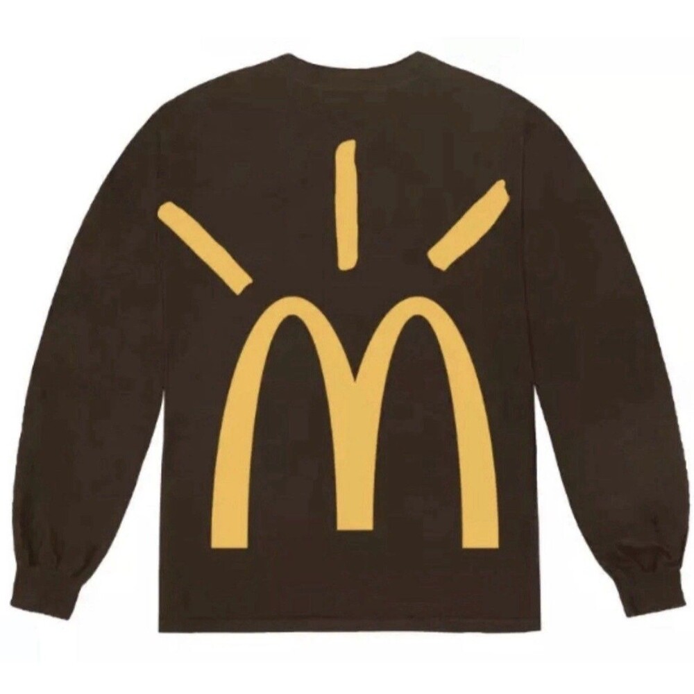 XL New Travis Scott x McDonalds Cactus  Arches Puff L/S Mocha Long Sleeve Tee